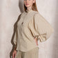 Blusa con maniche a palloncino e collo arricciato