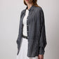 Camicia a righe in viscosa bianco e nero