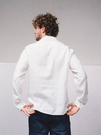 Camicia uomo in misto lino con doppie tasche
