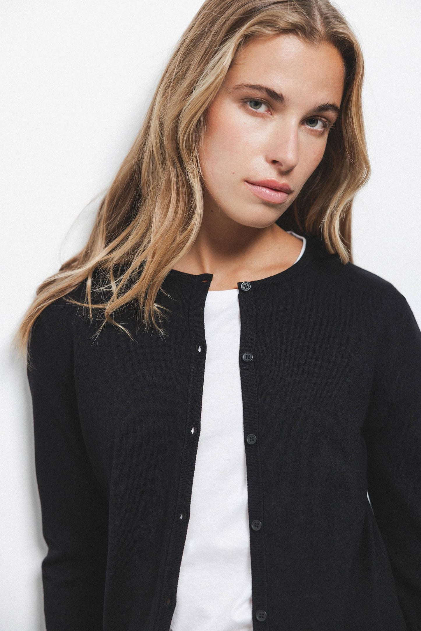 Cardigan in maglia rasata con bottoni