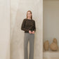 Maglione corto girocollo in misto cashmere con maniche raglan