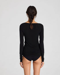 Top Amalie in lana e viscosa nero