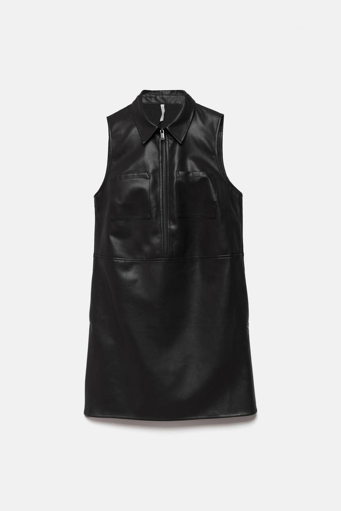 Abito corto in ecopelle con zip