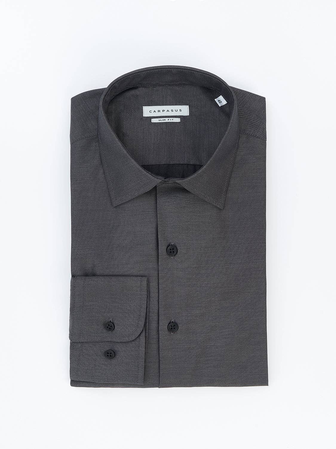 Camicia elegante grigia slim fit in cotone biologico