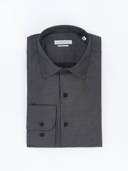 Camicia elegante grigia slim fit in cotone biologico