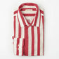 Camicia Maggia a righe rosse in lino e cotone biologico