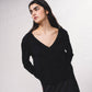Maglione a maglia fine con scollo a V e tasche