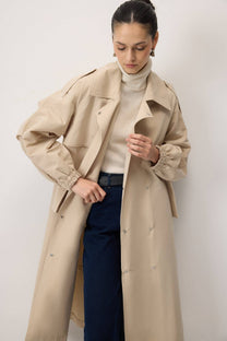 Trench oversize con maniche elasticizzate