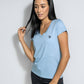 T-shirt donna antimacchia Blue Sky in cotone con scollo a V