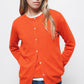 Cardigan in maglia rasata con bottoni a contrasto