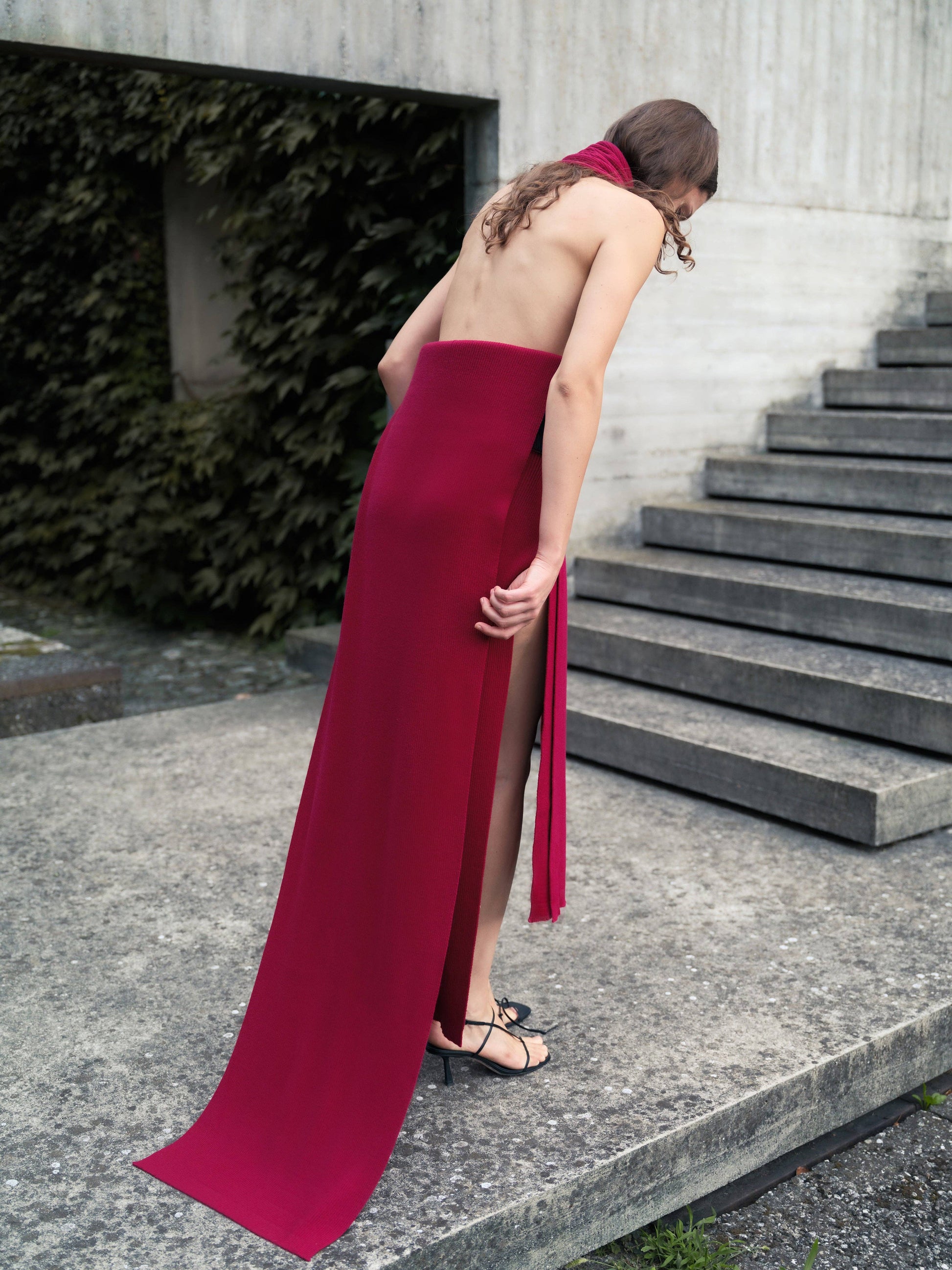 Maxi Sciarpa a Coste in Puro Cashmere