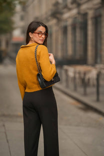 Pantaloni dritti neri elasticizzati