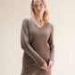 Maglia a coste con scollo a V in misto cashmere