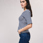 Cardigan a righe con scollo a V e bottoni, manica corta