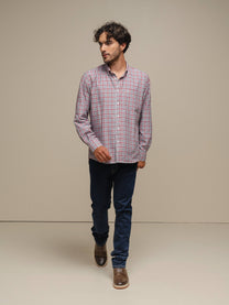 Camicia uomo a quadri in cotone misto