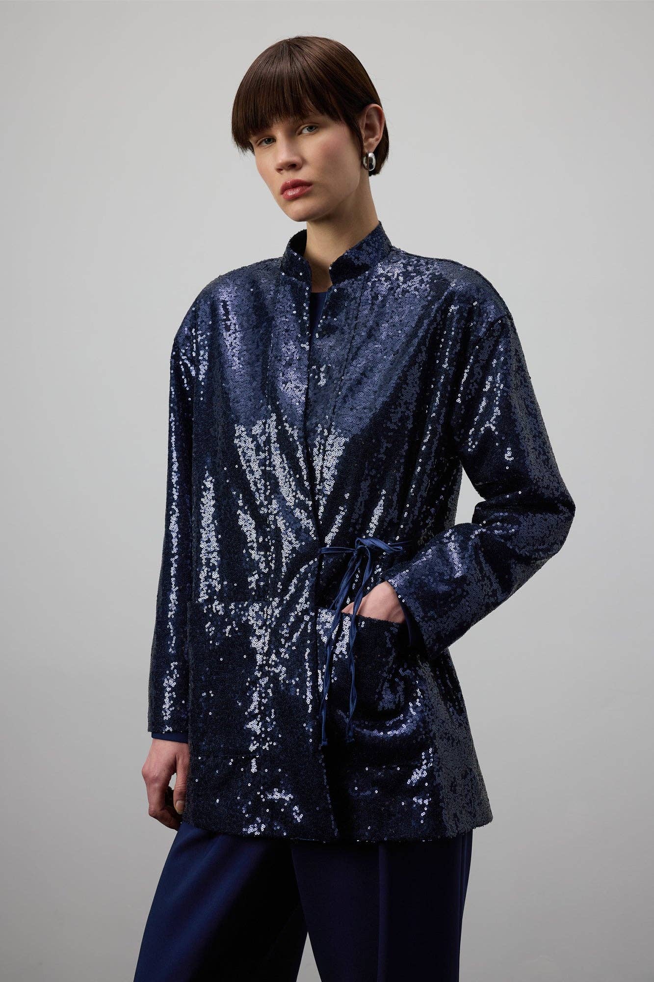 Kimono con paillettes blu navy