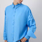 Camicia oversize in popeline blu