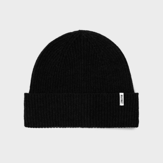 Cappello beanie nero in lana d’agnello