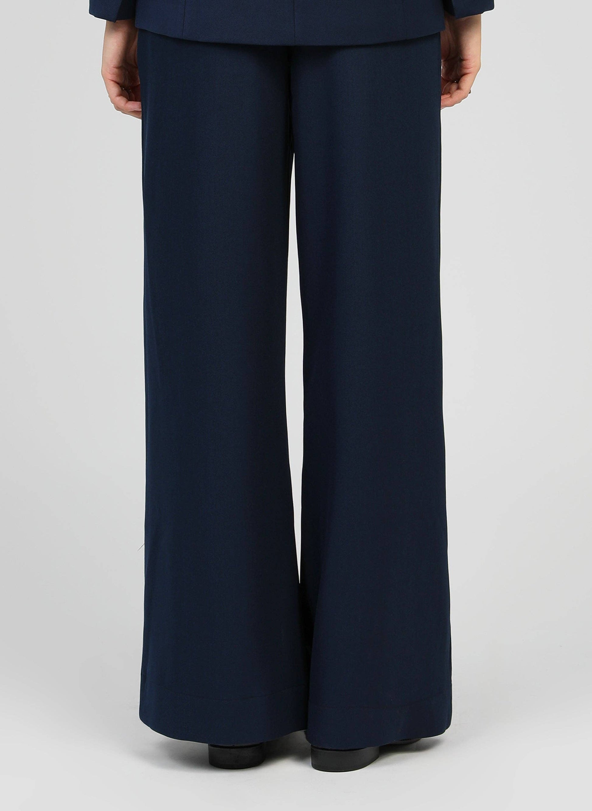 Pantaloni palazzo a vita alta blu navy