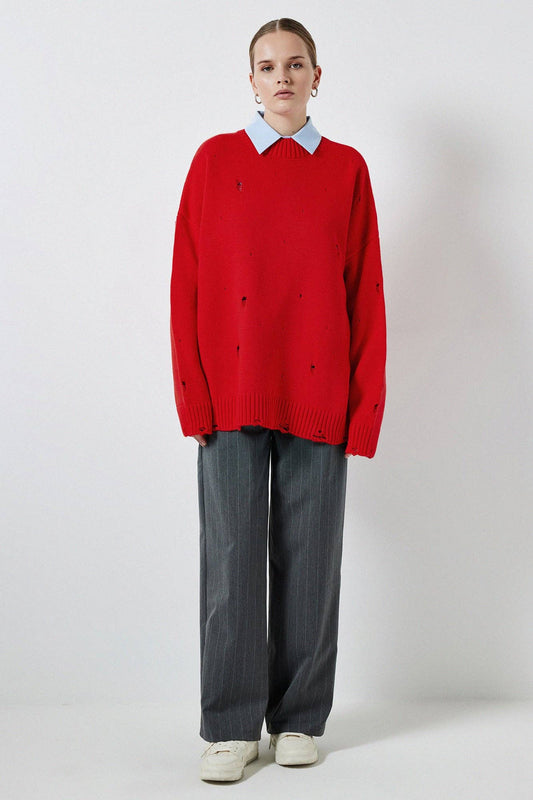 Maglione oversize in maglia effetto distressed