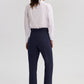 Pantaloni donna blu navy in misto lino con vita elasticizzata