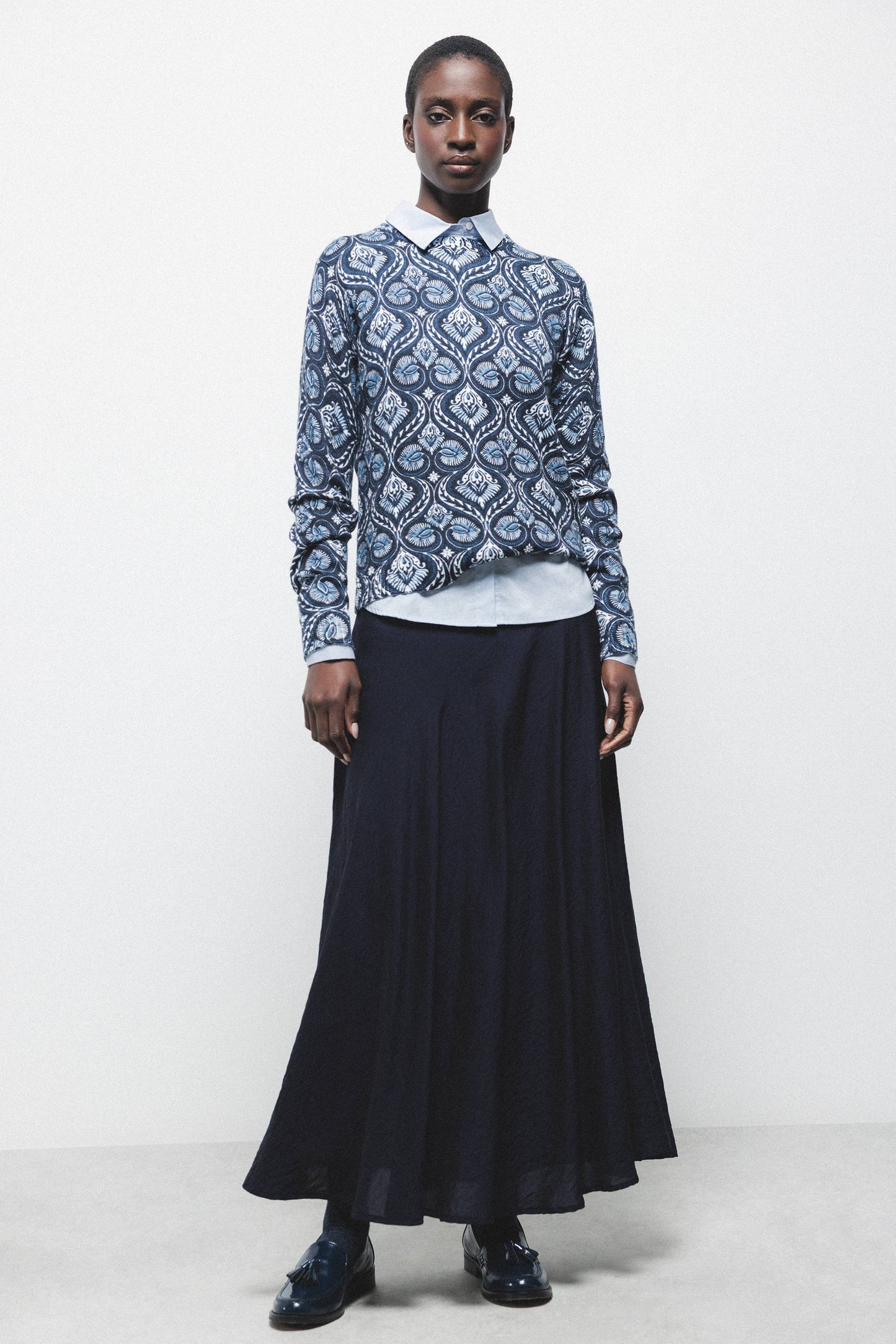 Maglione jacquard in maglia con motivo geometrico