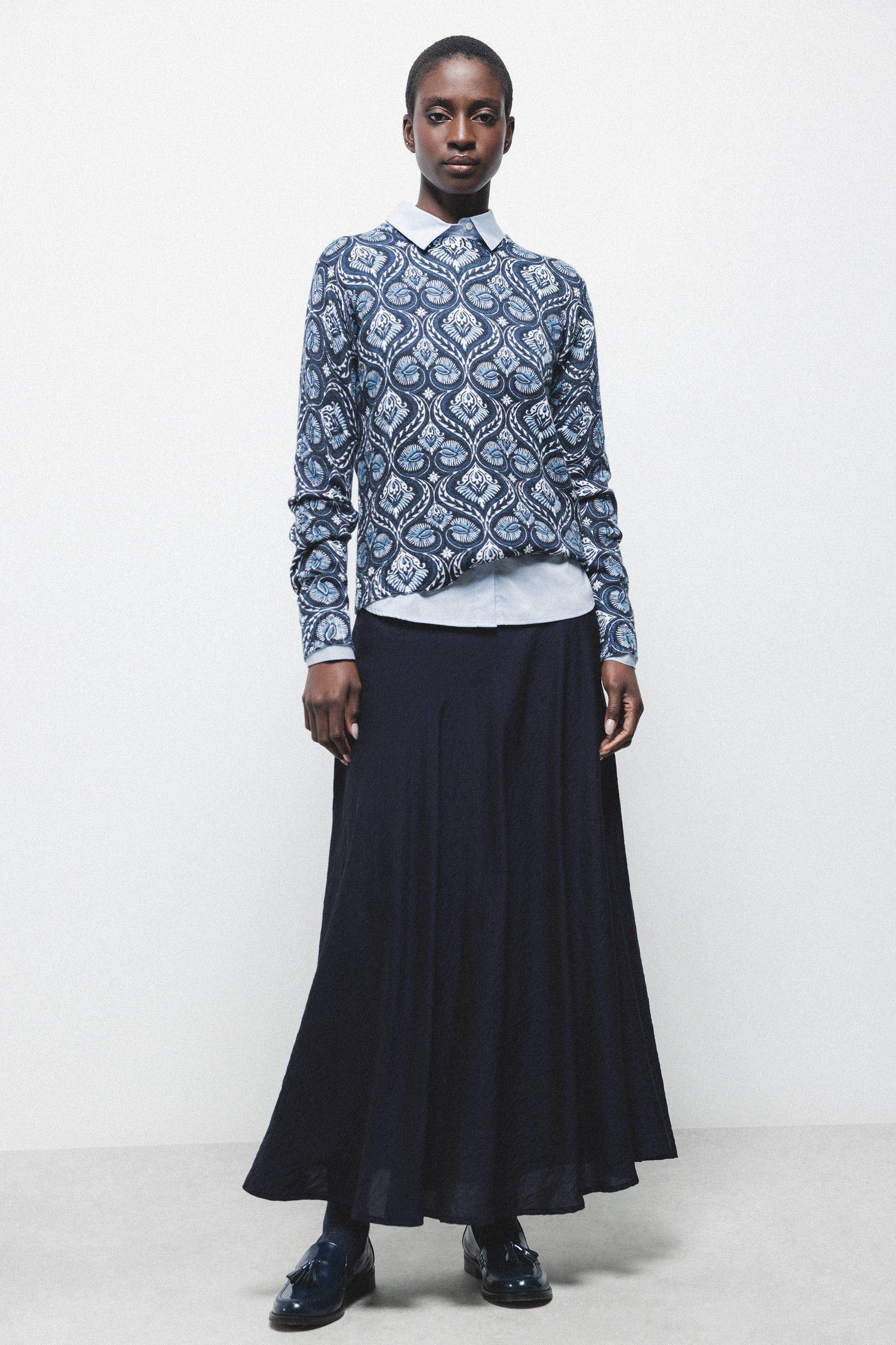 Maglione jacquard in maglia con motivo geometrico