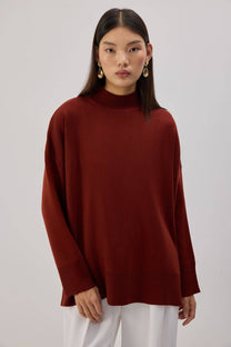 Maglione basic a collo alto in maglia