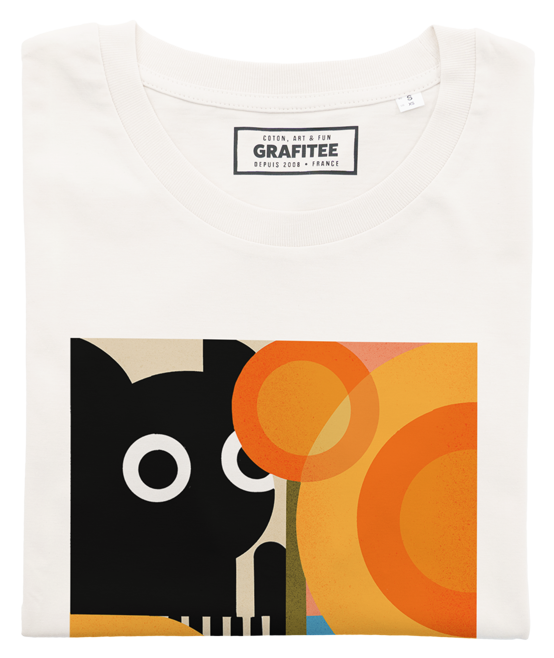 T-shirt unisex in cotone biologico con stampa gatto e girasole