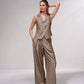Pantaloni gessati ampi con pinces