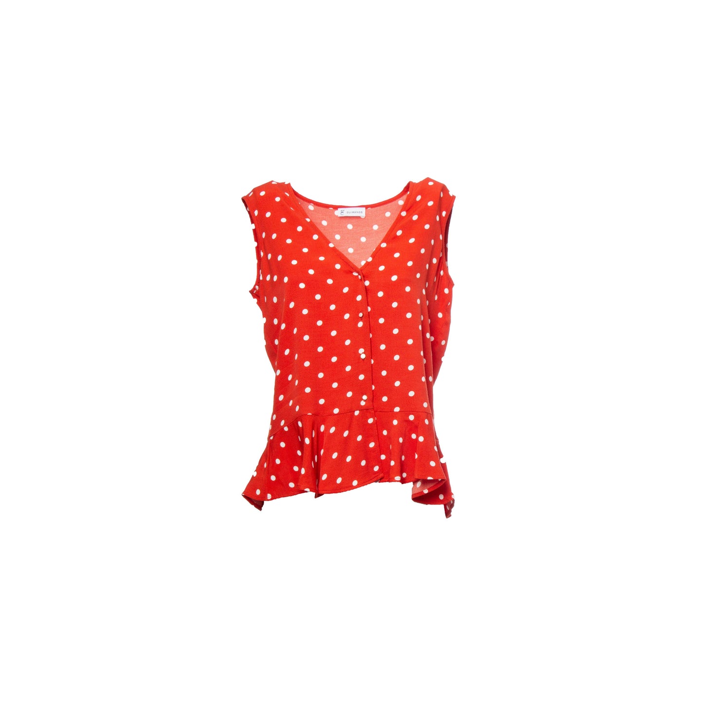Blusa a pois con scollo a V e bottoni