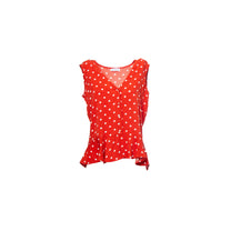 Blusa a pois con scollo a V e bottoni