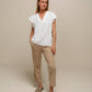 Blusa fluida con scollo a V e maniche arricciate