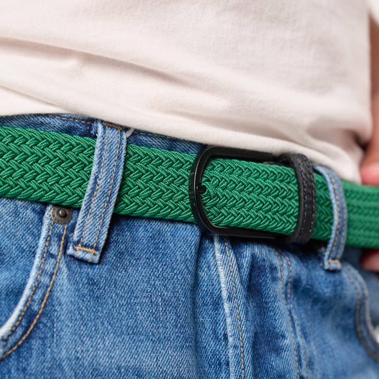 Cintura intrecciata elastica tinta unita verde smeraldo
