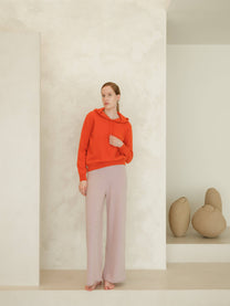 Pantaloni in maglia 3D a gamba larga in misto cashmere