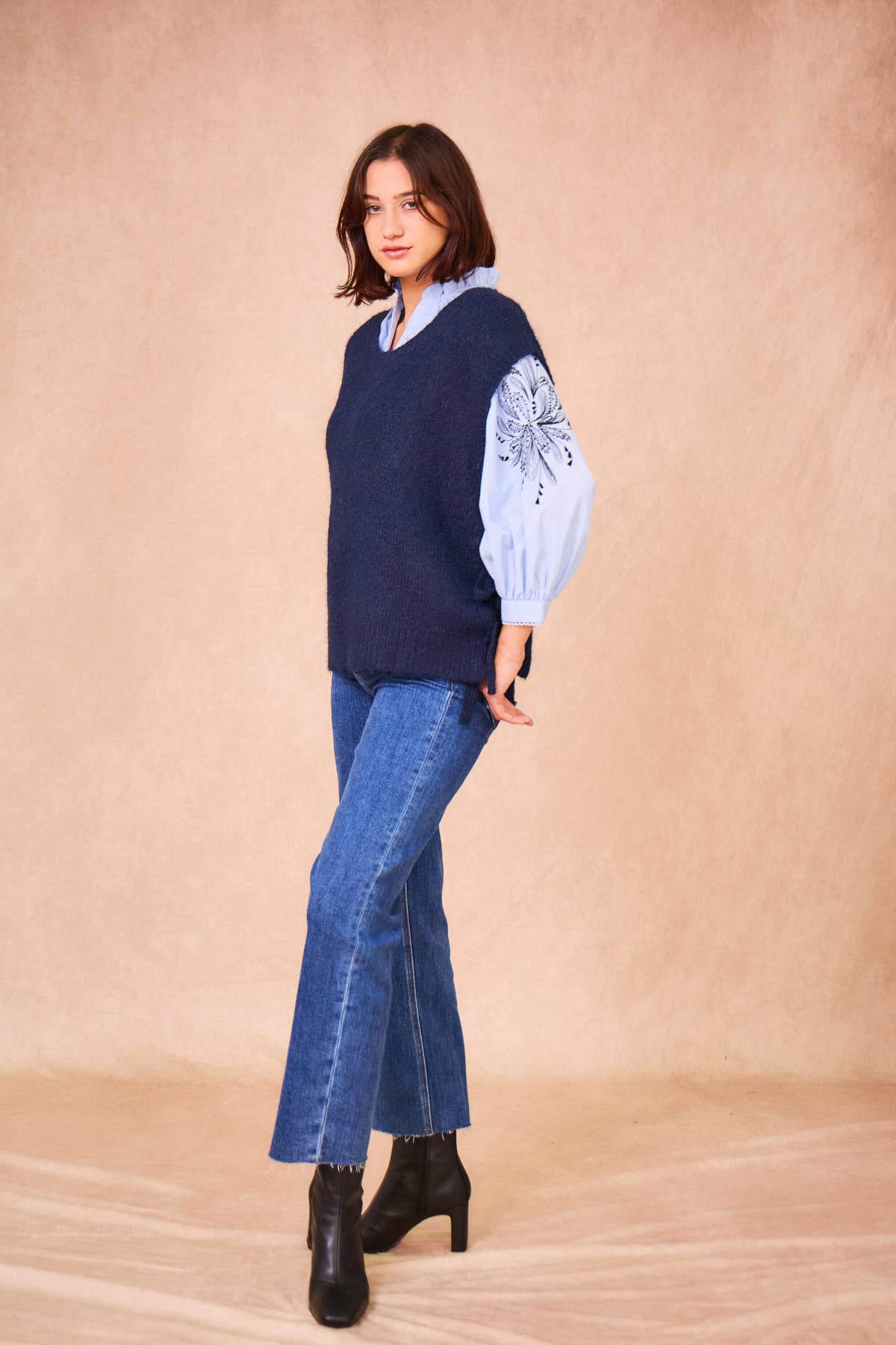 Gilet in maglia Majorelle oversize con lacci laterali