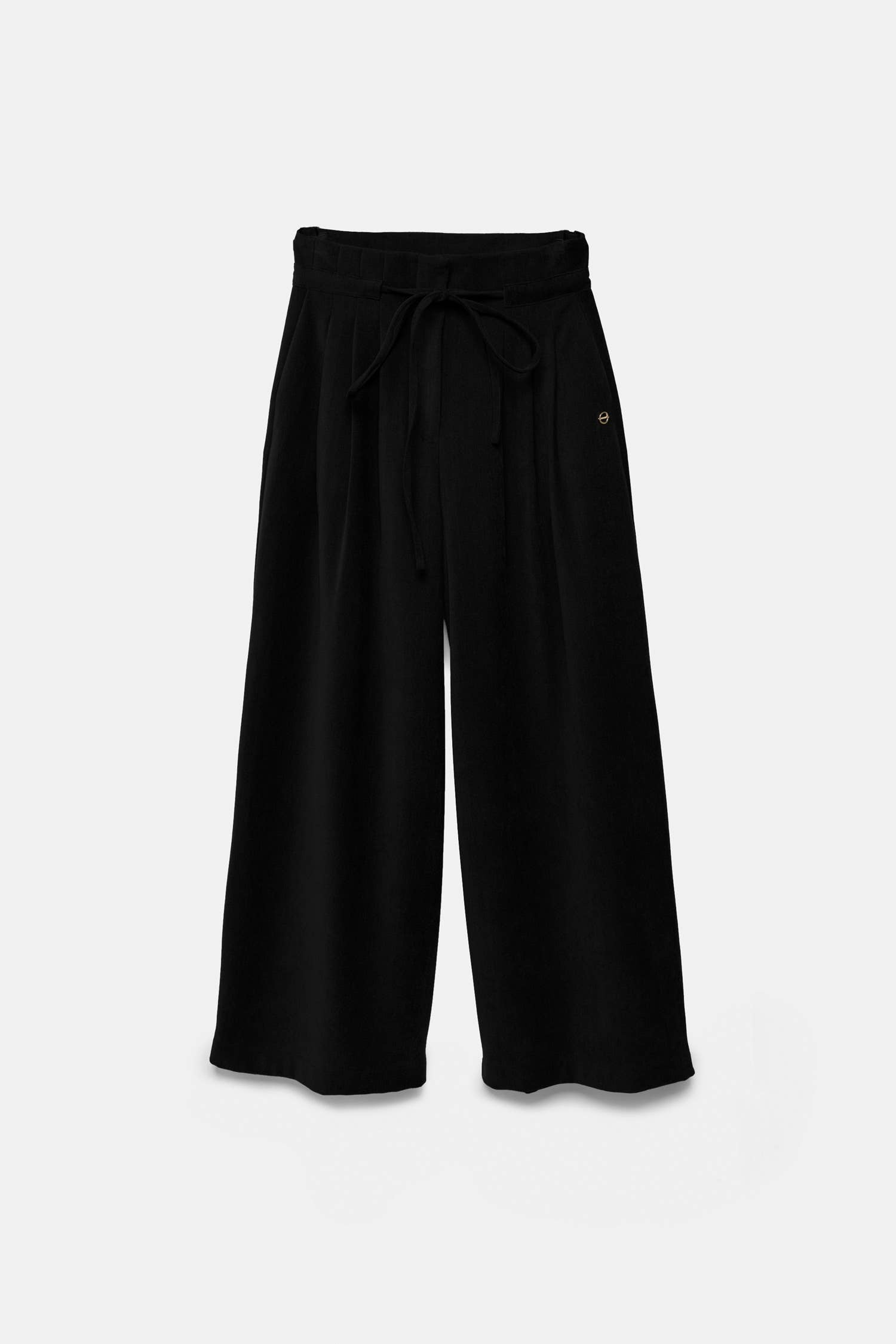 Pantaloni palazzo a vita alta con pieghe