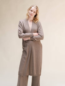 Cardigan lungo aperto in misto cashmere da donna