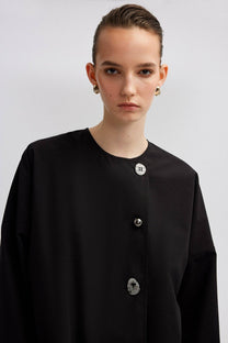 Camicia asimmetrica con bottoni nera