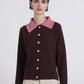 Giacca in maglia con colletto a contrasto