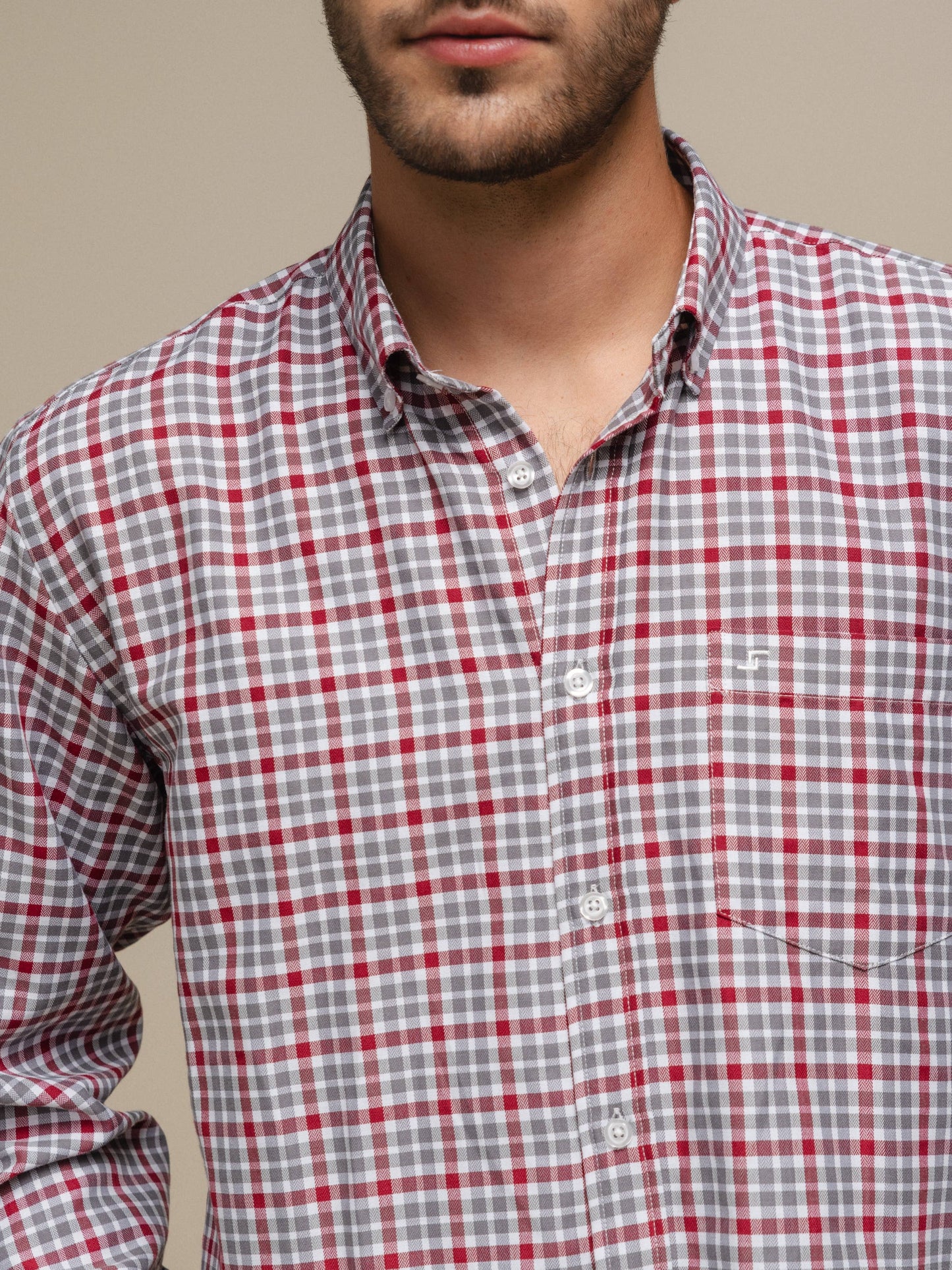 Camicia uomo a quadri in cotone misto