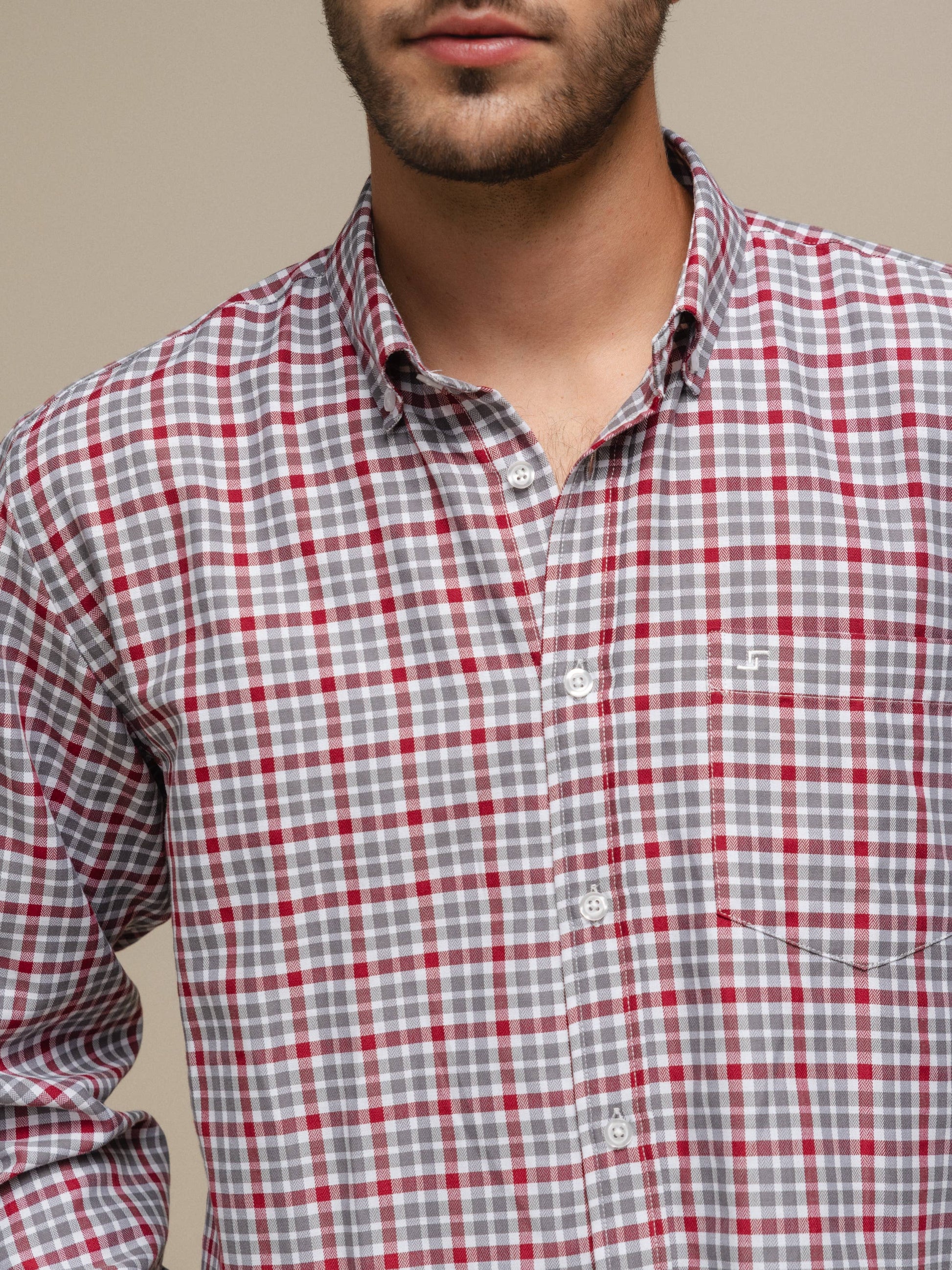 Camicia uomo a quadri in cotone misto