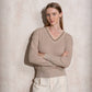 Maglione in maglia di lurex con scollo a V