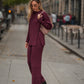 Pantaloni in maglia a coste con spacchi laterali