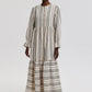 Abito chemisier maxi a righe in cotone con polsini arricciati