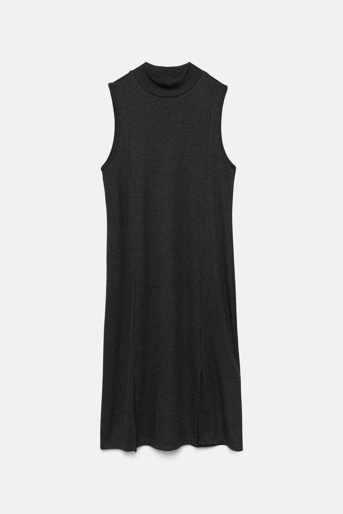 Abito midi nero con dettagli metallici