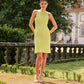 Abito a costine in cotone lime
