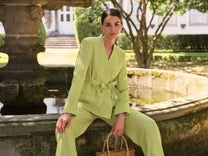 Blazer in lino con cintura da donna