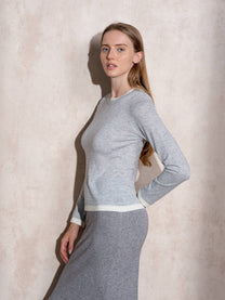 Maglione a maglia girocollo bicolore