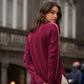 Maglia bordeaux con righe laterali a contrasto
